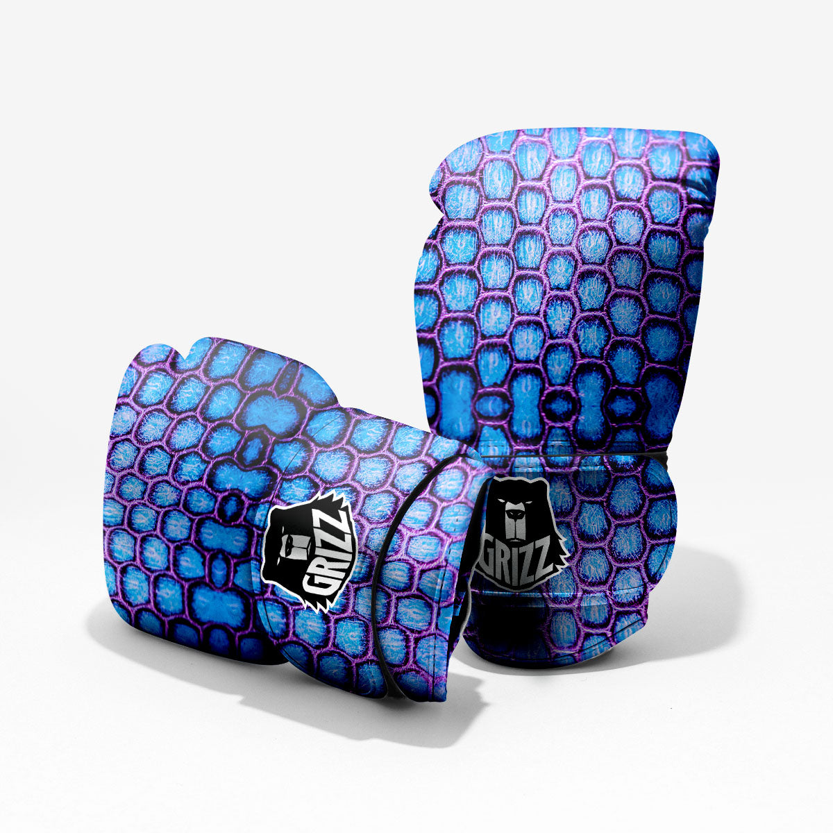 Snakeskin Blue And Purple Print Pattern Pro Boxing Glove