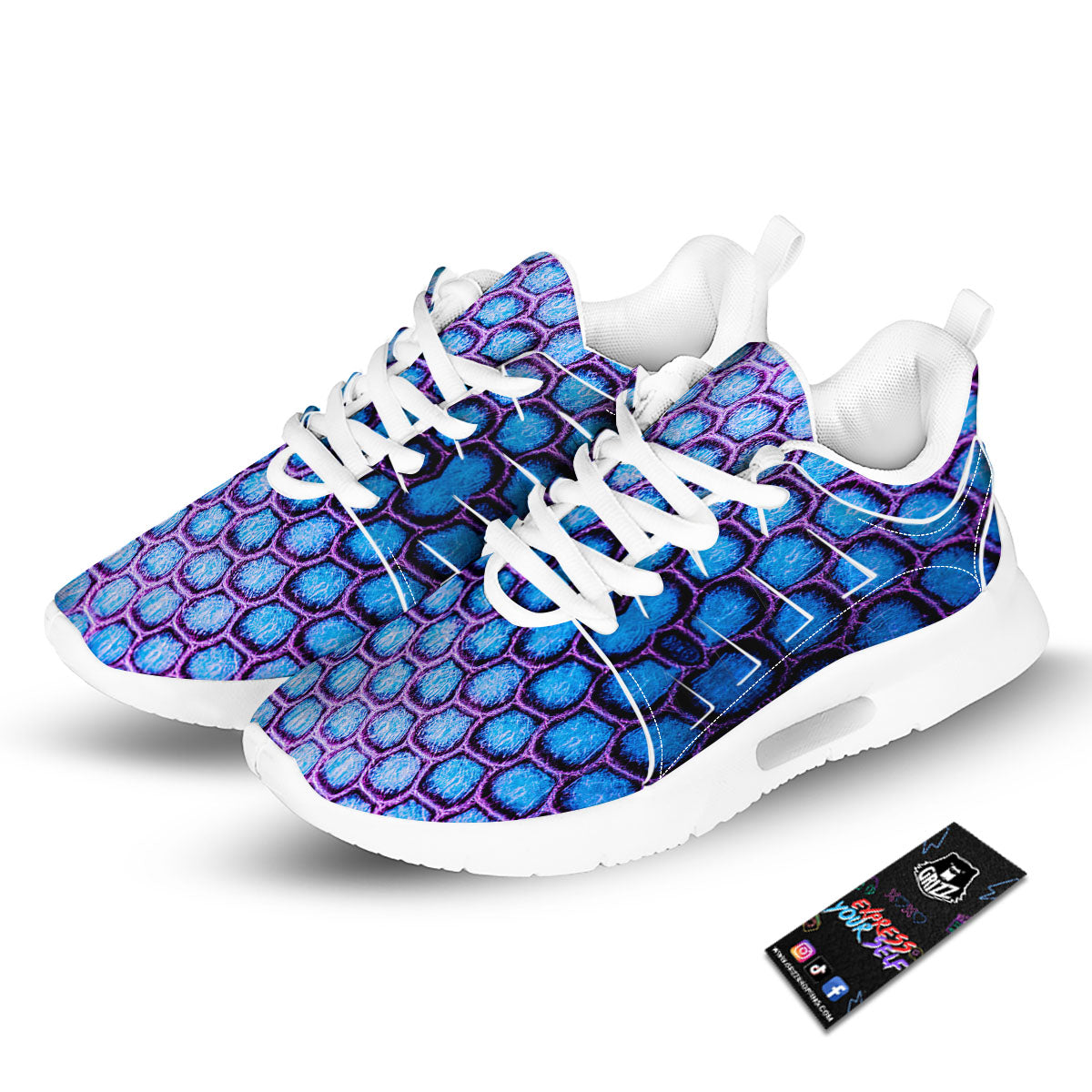 Snakeskin Blue And Purple Print Pattern Tennis Shoes-grizzshop