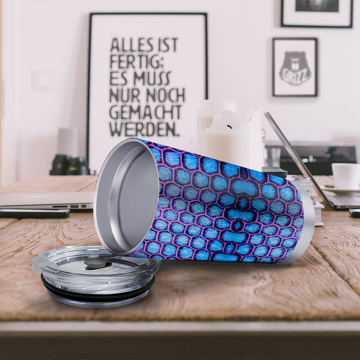 Snakeskin Blue And Purple Print Pattern Tumbler-grizzshop
