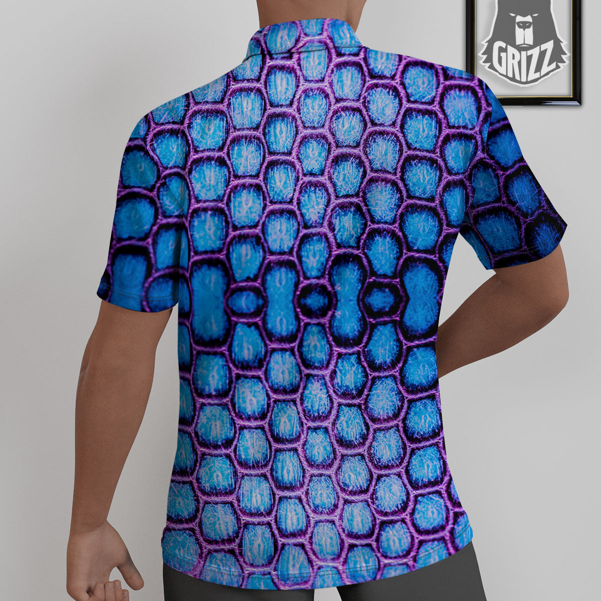 Snakeskin Blue And Purple Print Pattern Untucked Shirts-grizzshop