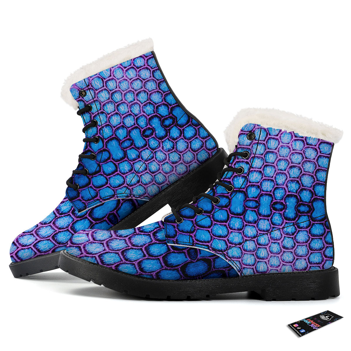 Snakeskin Blue And Purple Print Pattern Winter Boots-grizzshop