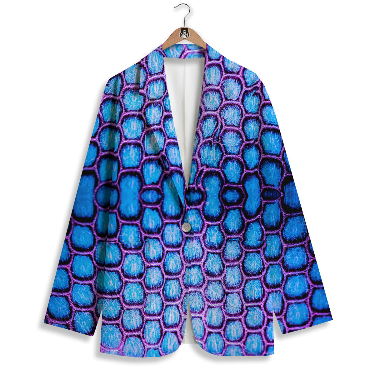 Snakeskin Blue And Purple Print Pattern Women's Blazer-grizzshop
