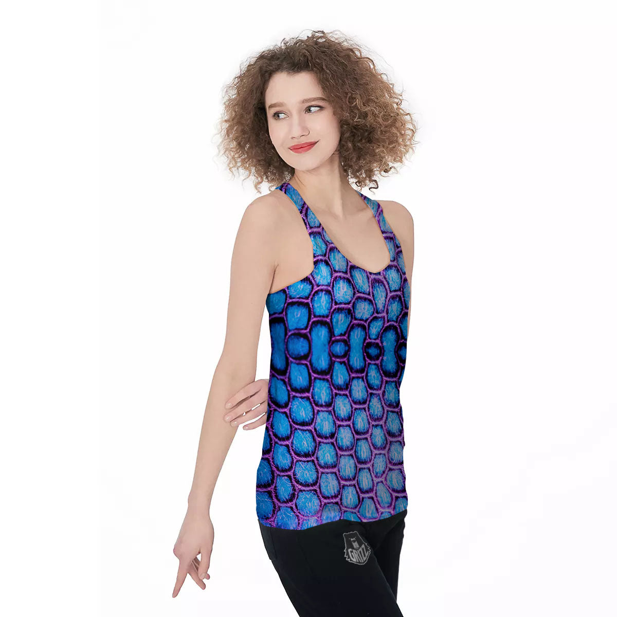 Snakeskin Blue And Purple Print Pattern Women's Racerback Tank Top-grizzshop