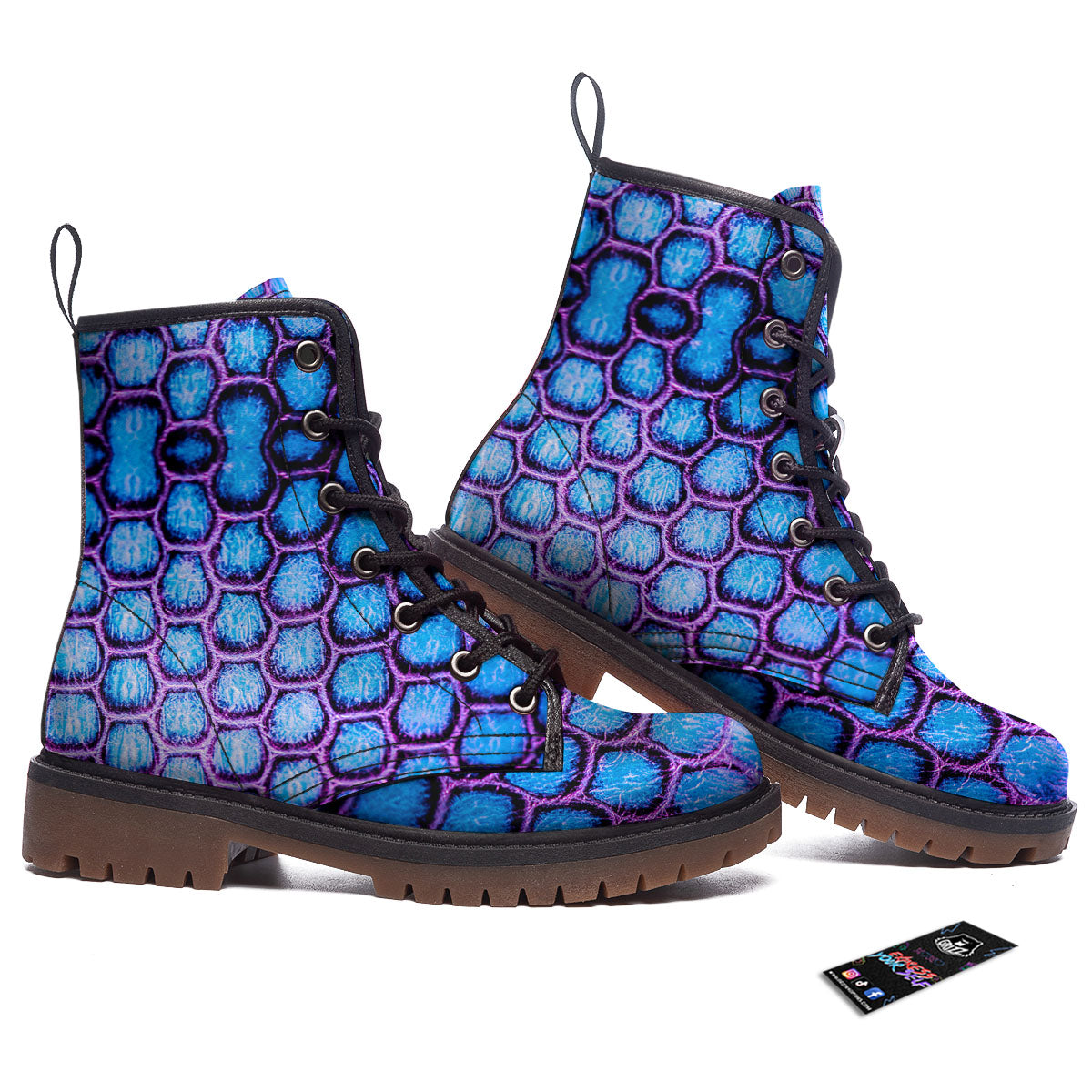 Snakeskin Blue And Purple Print Pattern Work Boots-grizzshop