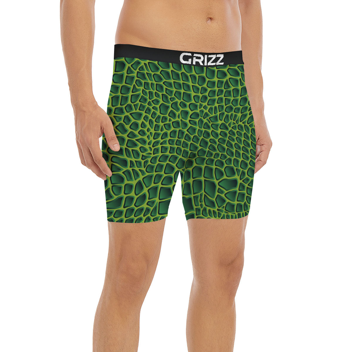 Snakeskin Green Print Boxer Briefs-grizzshop