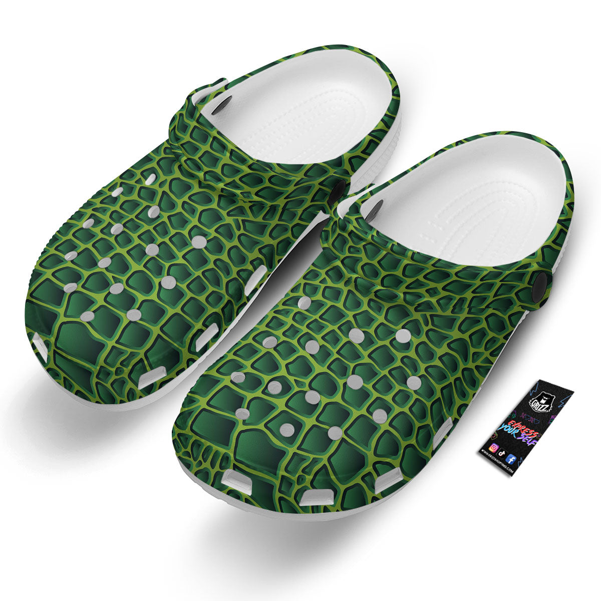 Snakeskin Green Print Clog-grizzshop