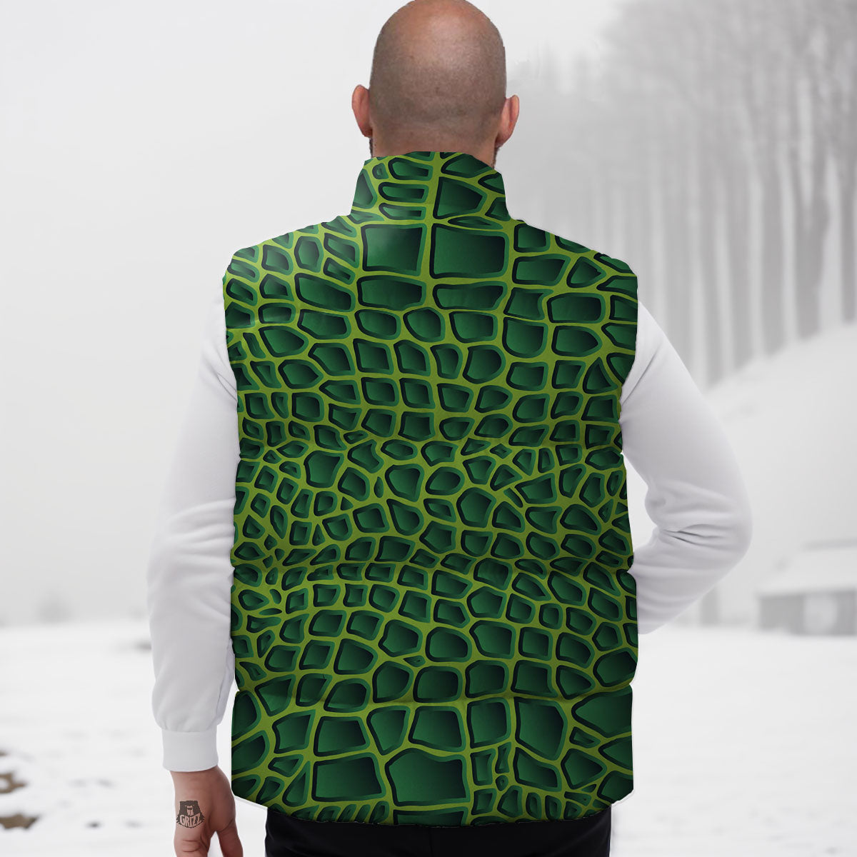 Snakeskin Green Print Down Vest