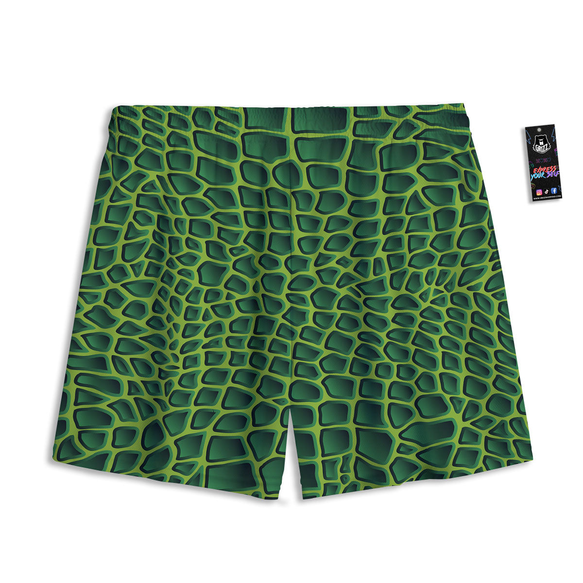 Snakeskin Green Print Mesh Shorts