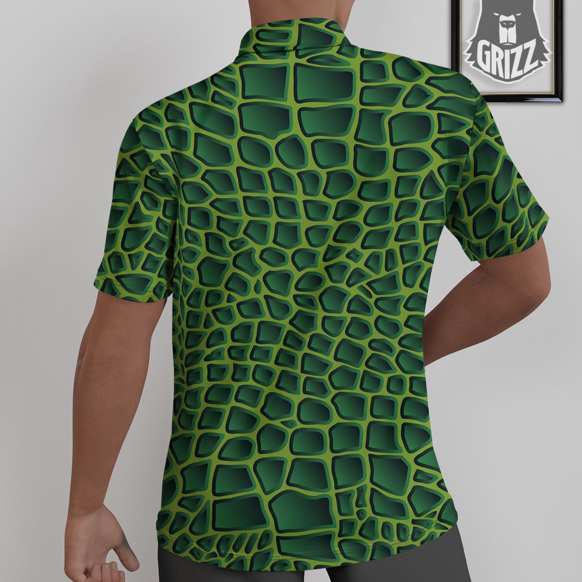 Snakeskin Green Print Untucked Shirts-grizzshop