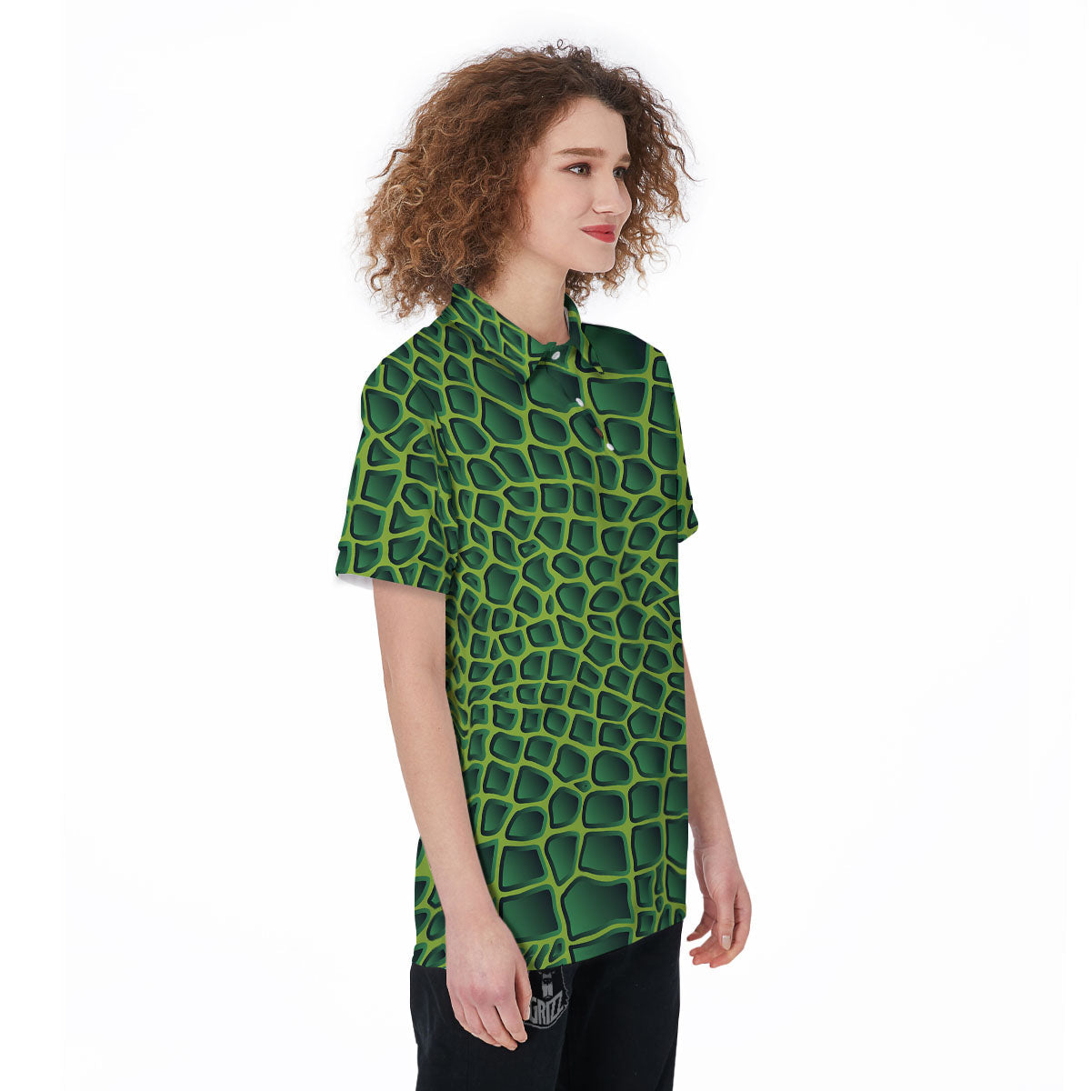 Snakeskin Green Print Women's Golf Shirts-grizzshop