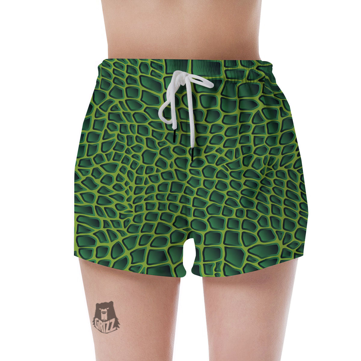 Snakeskin Green Print Women's Shorts-grizzshop