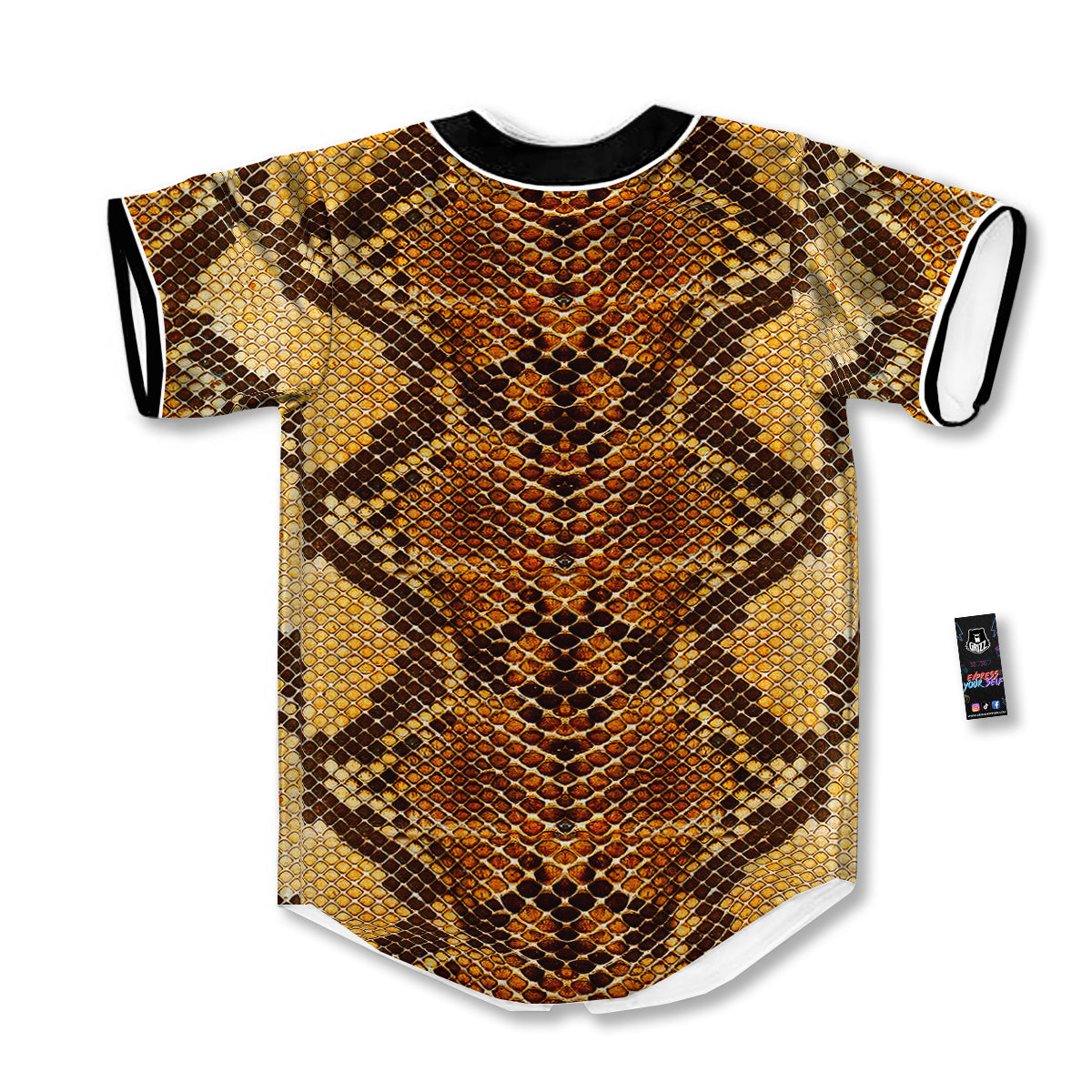 Snakeskin Leathers Print Baseball Jersey-grizzshop