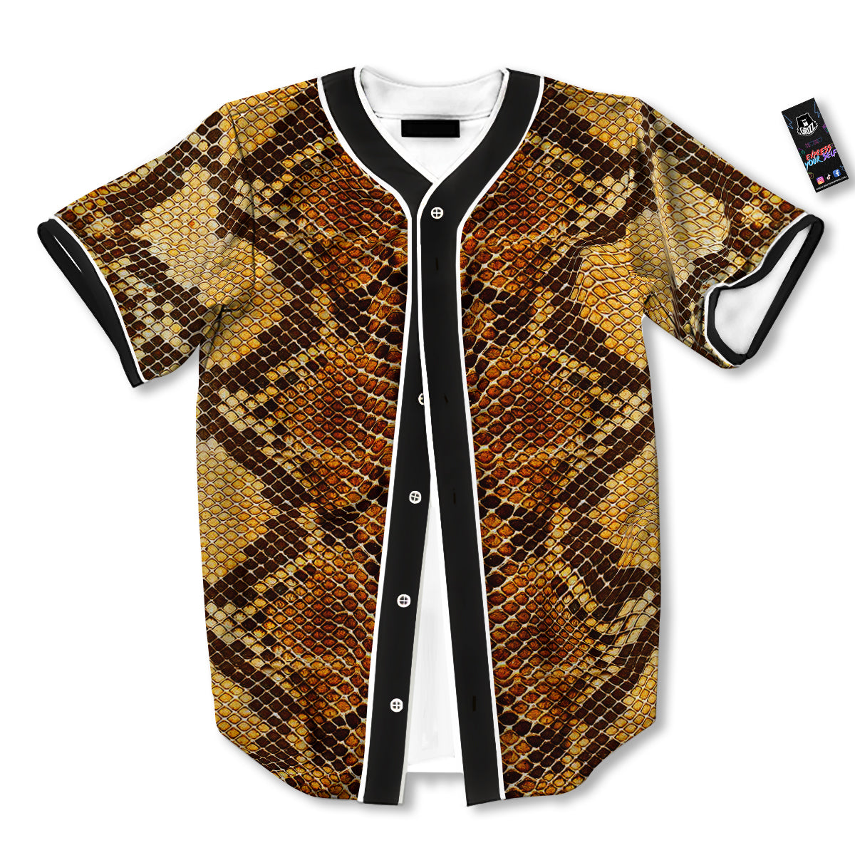 Snakeskin Leathers Print Baseball Jersey-grizzshop