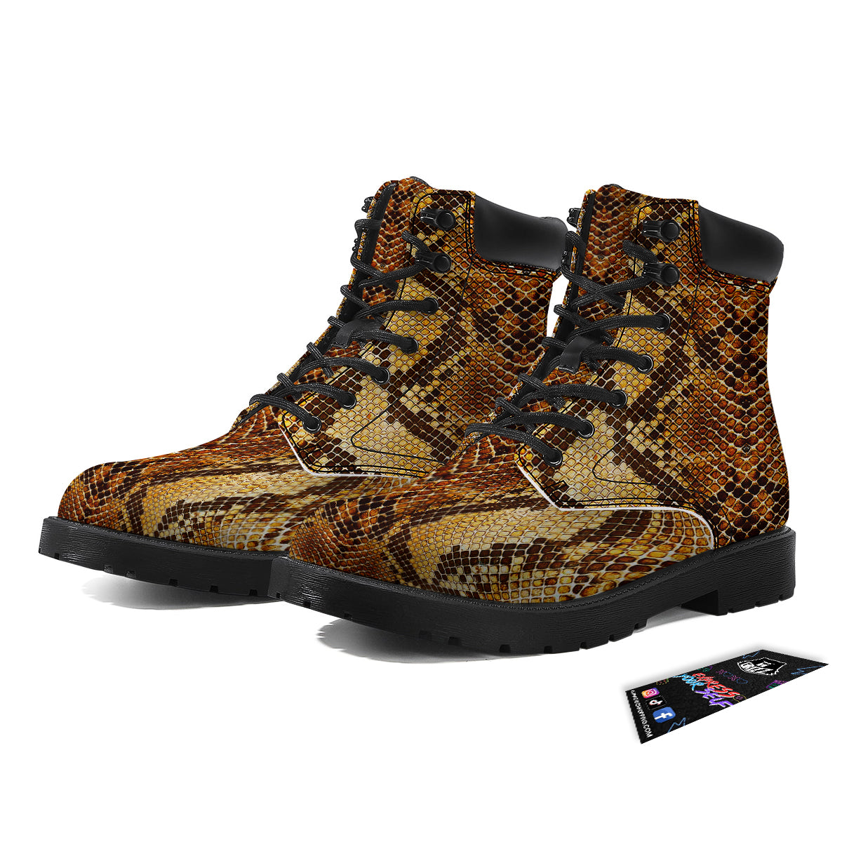 Snakeskin Leathers Print Boots-grizzshop