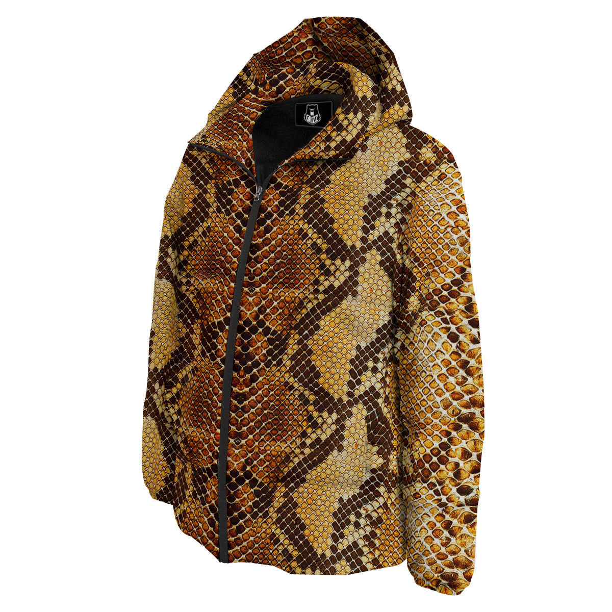 Snakeskin Leathers Print Down Jacket-grizzshop
