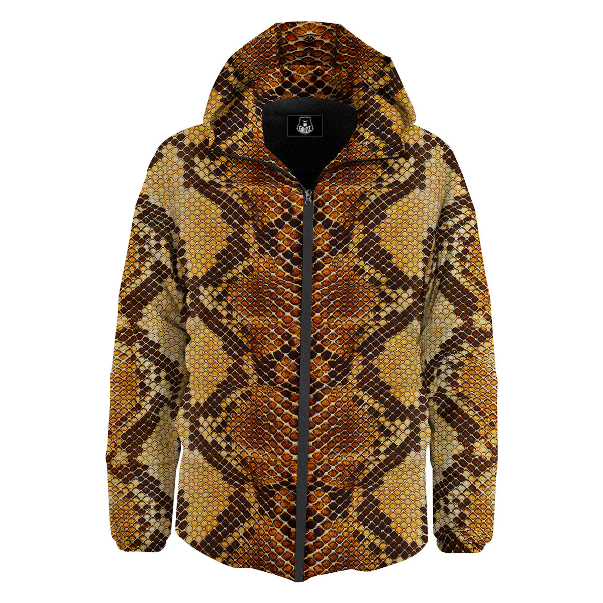 Snakeskin Leathers Print Down Jacket-grizzshop