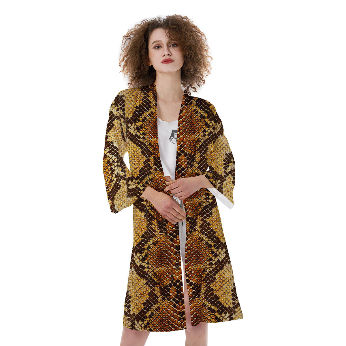 Snakeskin Leathers Print Kimono-grizzshop