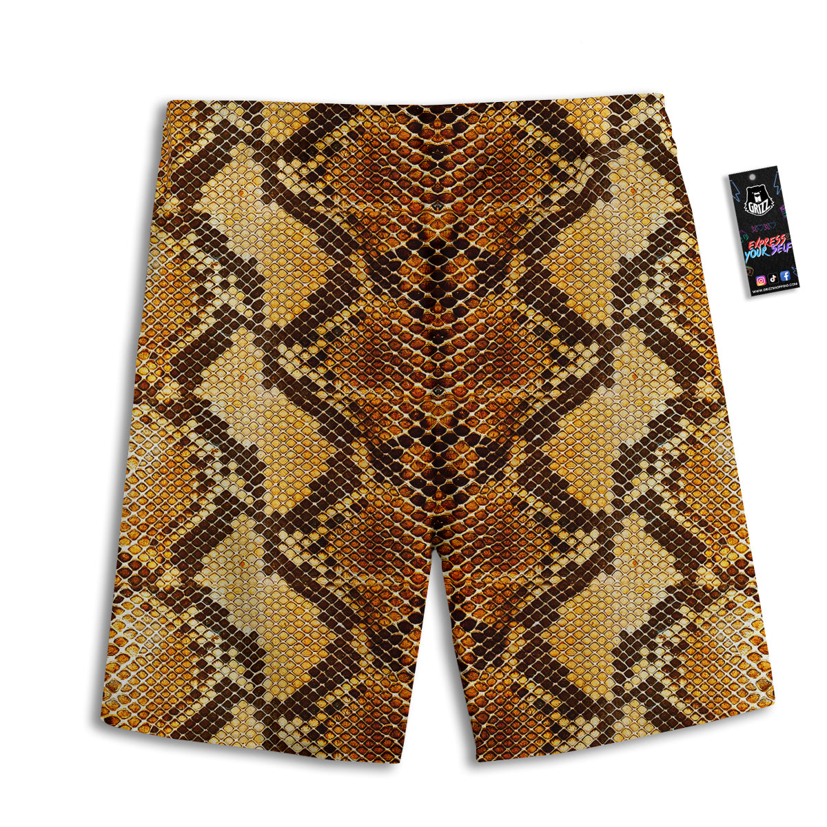 Snakeskin Leathers Print Men's Athletic Shorts