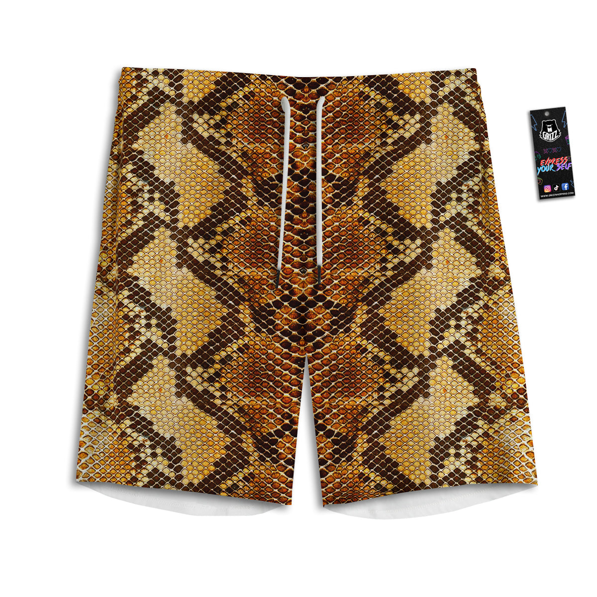 Snakeskin Leathers Print Men's Athletic Shorts