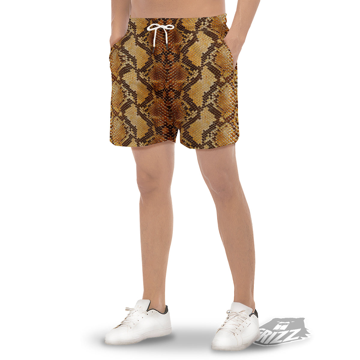 Snakeskin Leathers Print Men's Gym Shorts-grizzshop