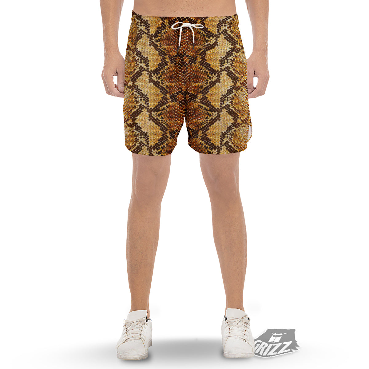 Snakeskin Leathers Print Men's Gym Shorts-grizzshop