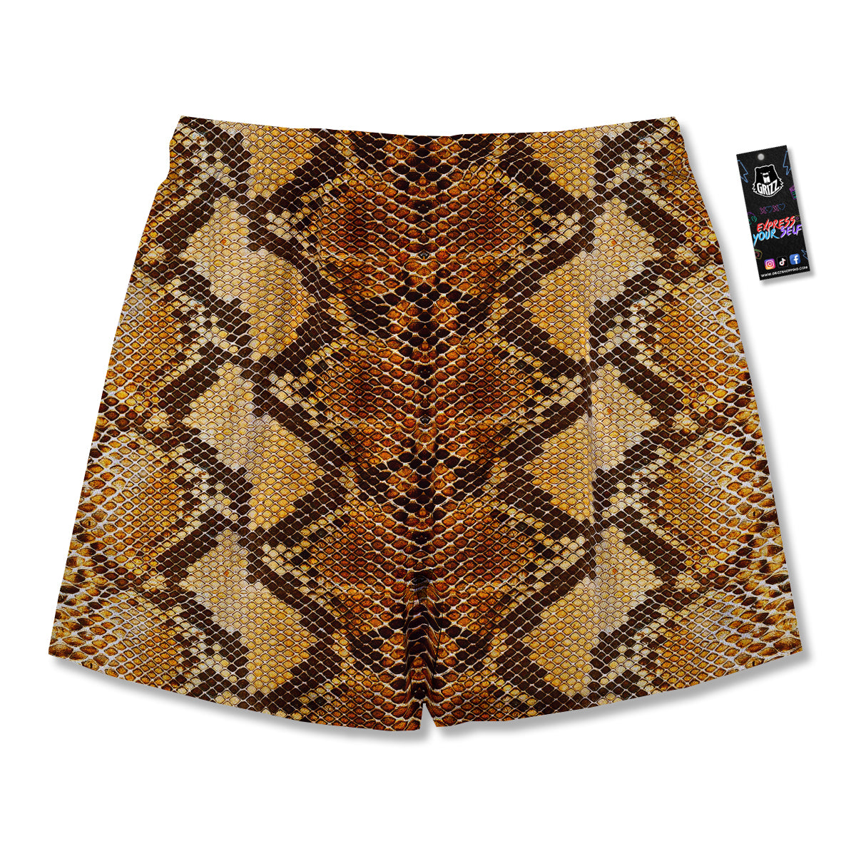 Snakeskin Leathers Print Men's Running Shorts-grizzshop