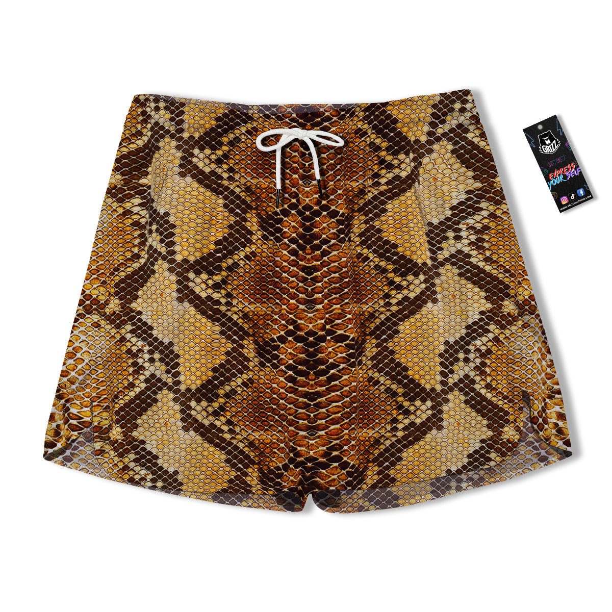 Snakeskin Leathers Print Men's Running Shorts-grizzshop