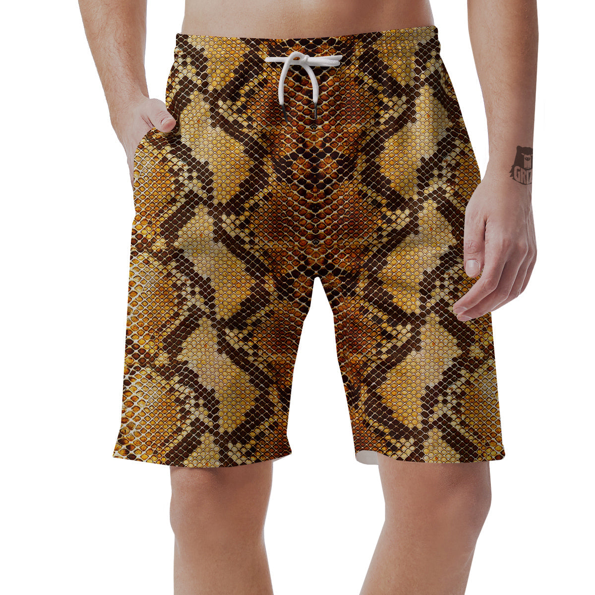 Snakeskin Leathers Print Men's Shorts-grizzshop