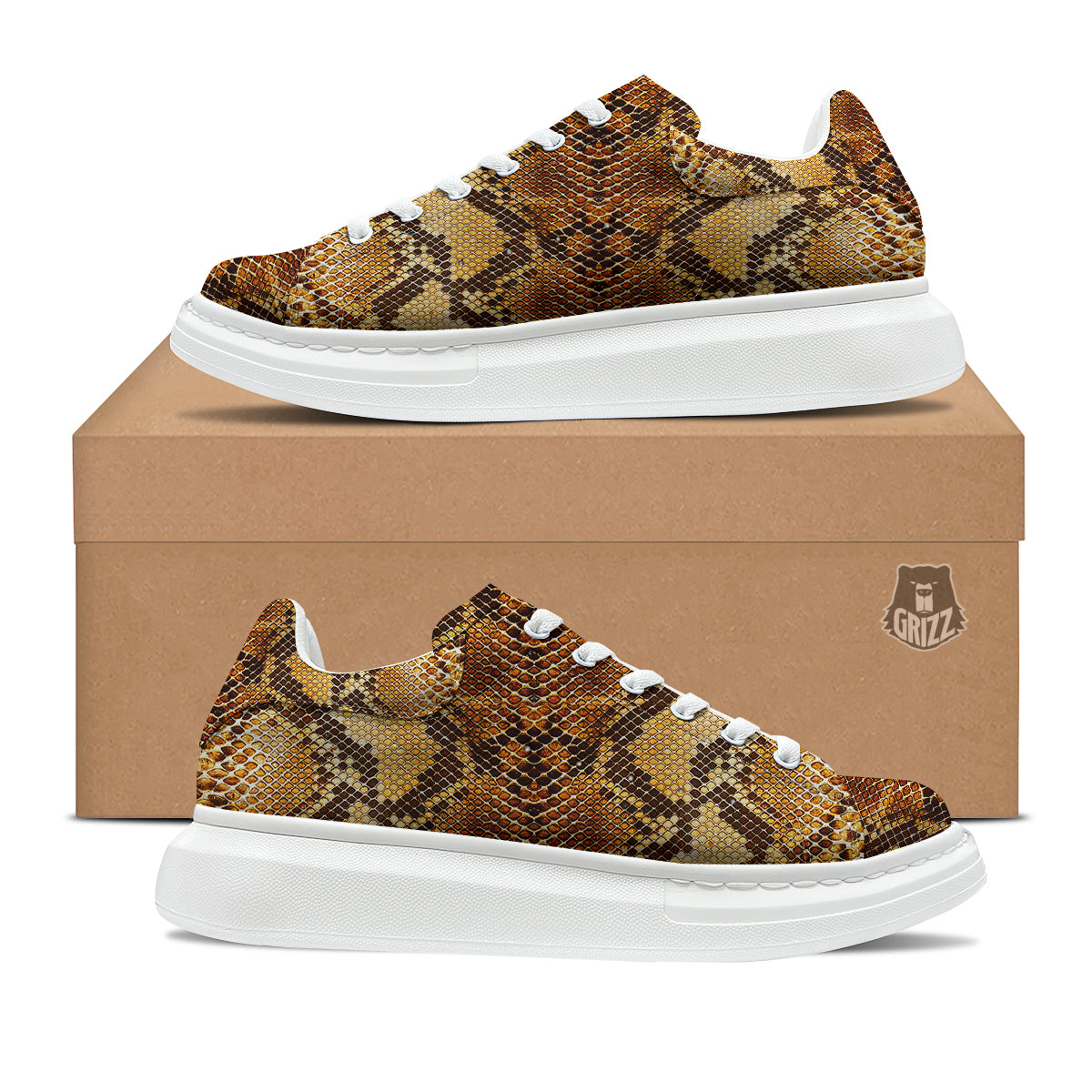 Snakeskin Leathers Print Platform Shoes-grizzshop