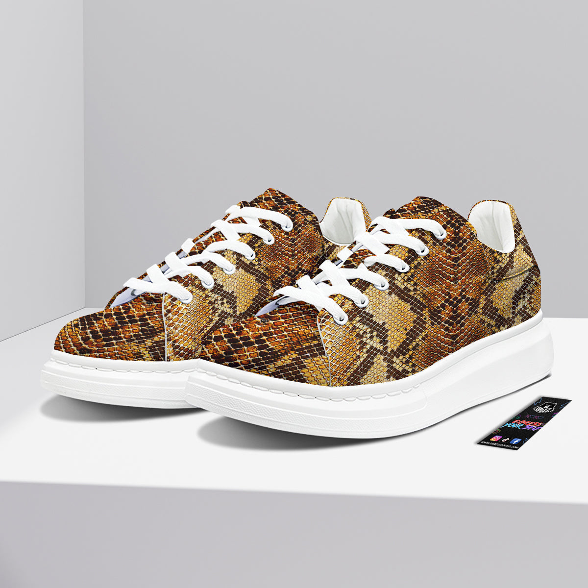Snakeskin Leathers Print Platform Shoes-grizzshop