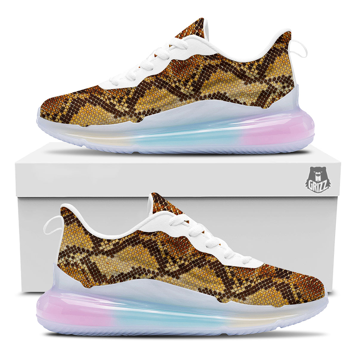 Snakeskin Leathers Print Running Sneakers-grizzshop