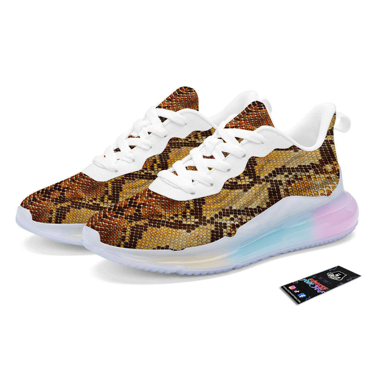 Snakeskin Leathers Print Running Sneakers-grizzshop