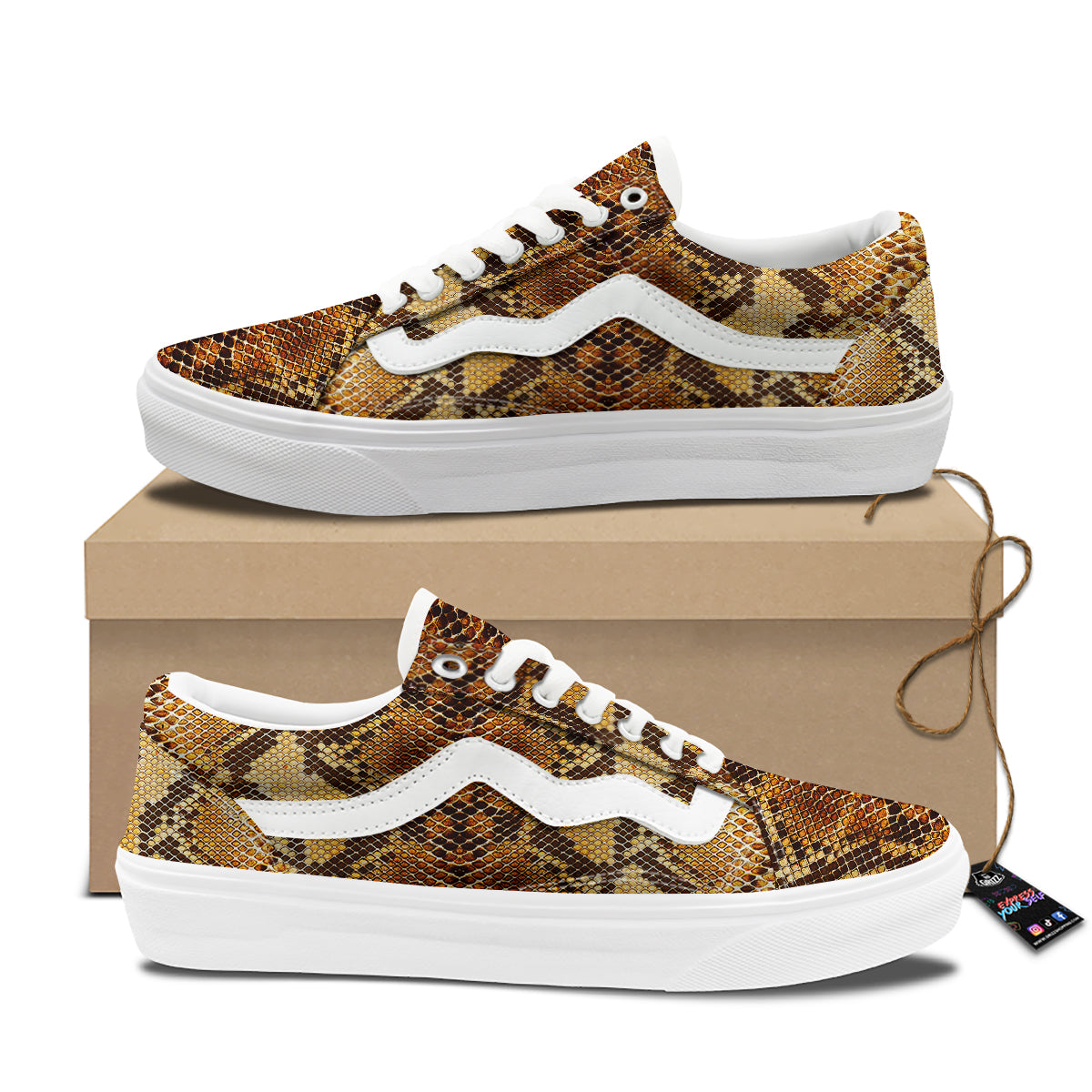 Snakeskin Leathers Print Skate Shoes-grizzshop