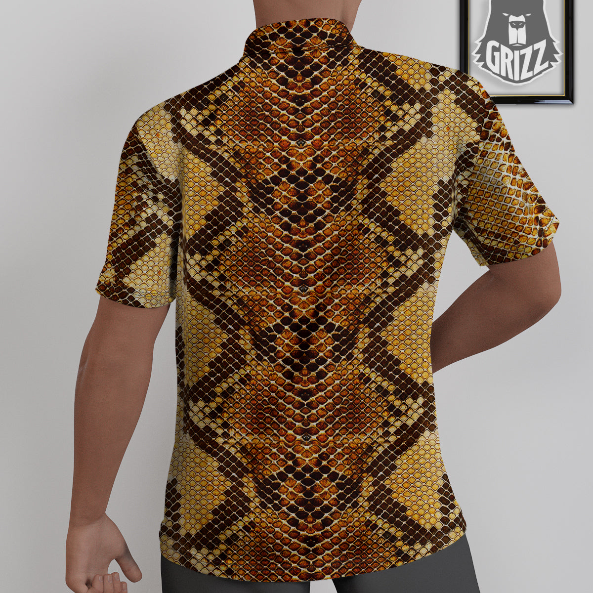 Snakeskin Leathers Print Untucked Shirts-grizzshop