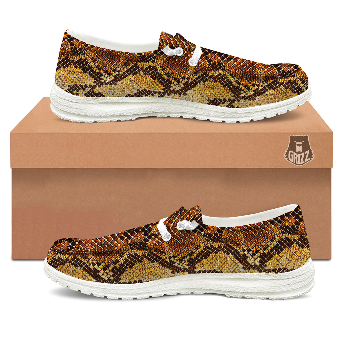 Snakeskin Leathers Print White Loafers-grizzshop