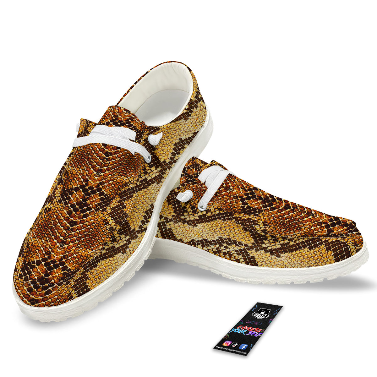 Snakeskin Leathers Print White Loafers-grizzshop