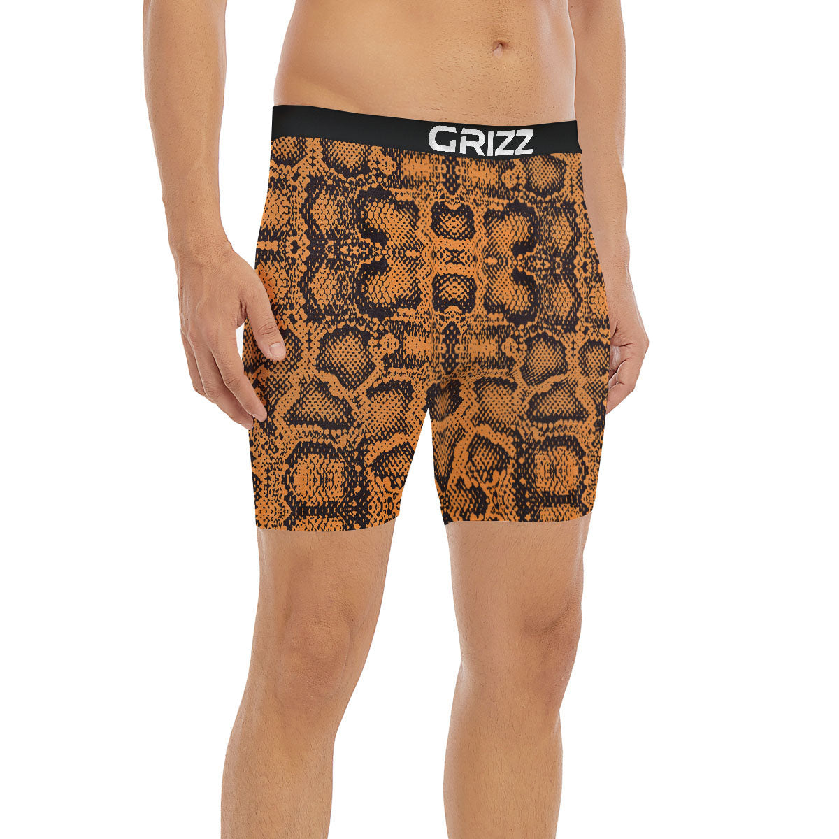 Snakeskin Orange Print Pattern Boxer Briefs-grizzshop