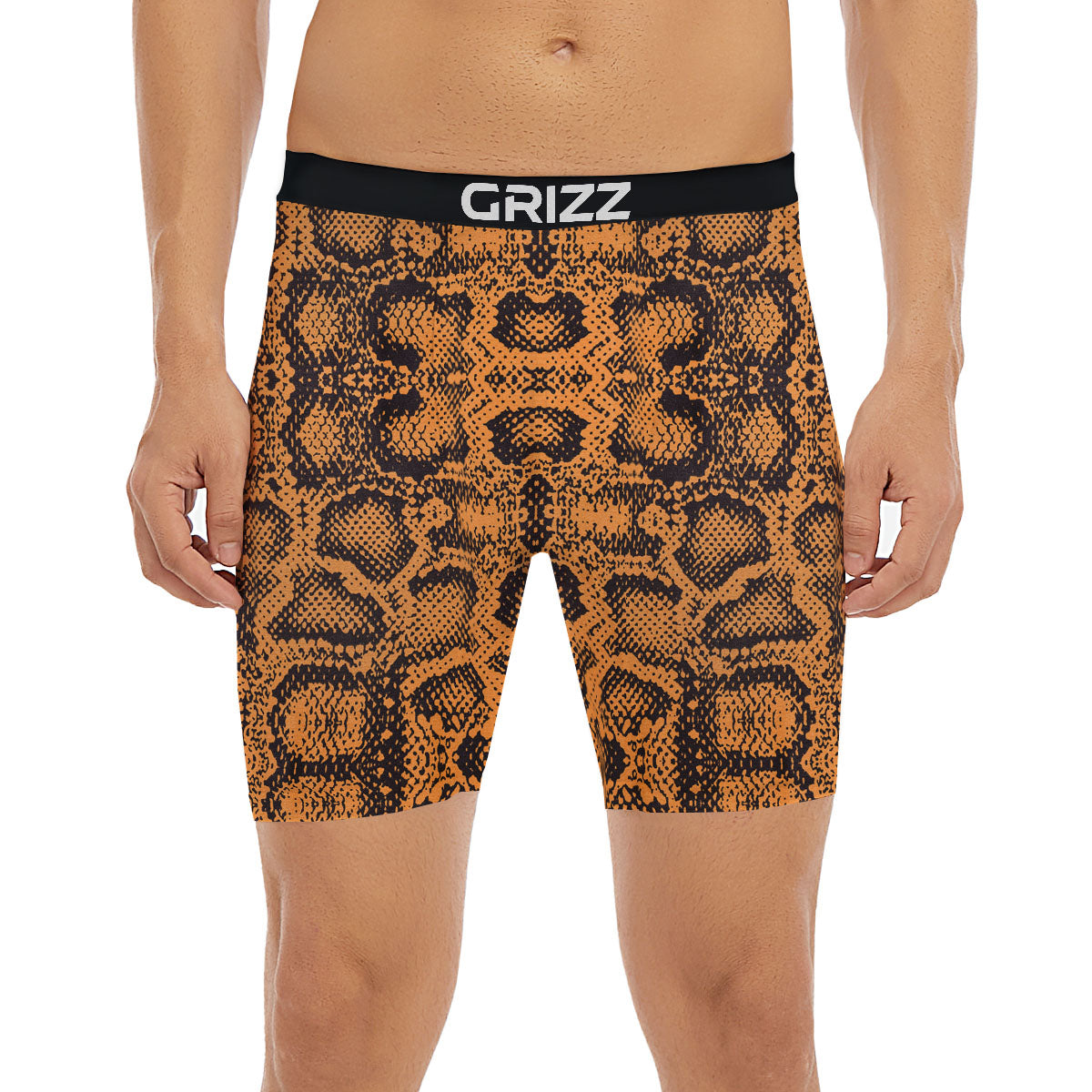 Snakeskin Orange Print Pattern Boxer Briefs-grizzshop