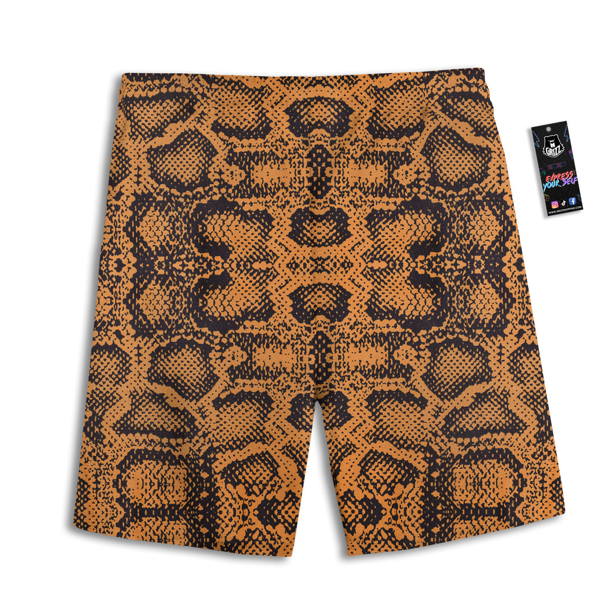 Snakeskin Orange Print Pattern Men's Athletic Shorts
