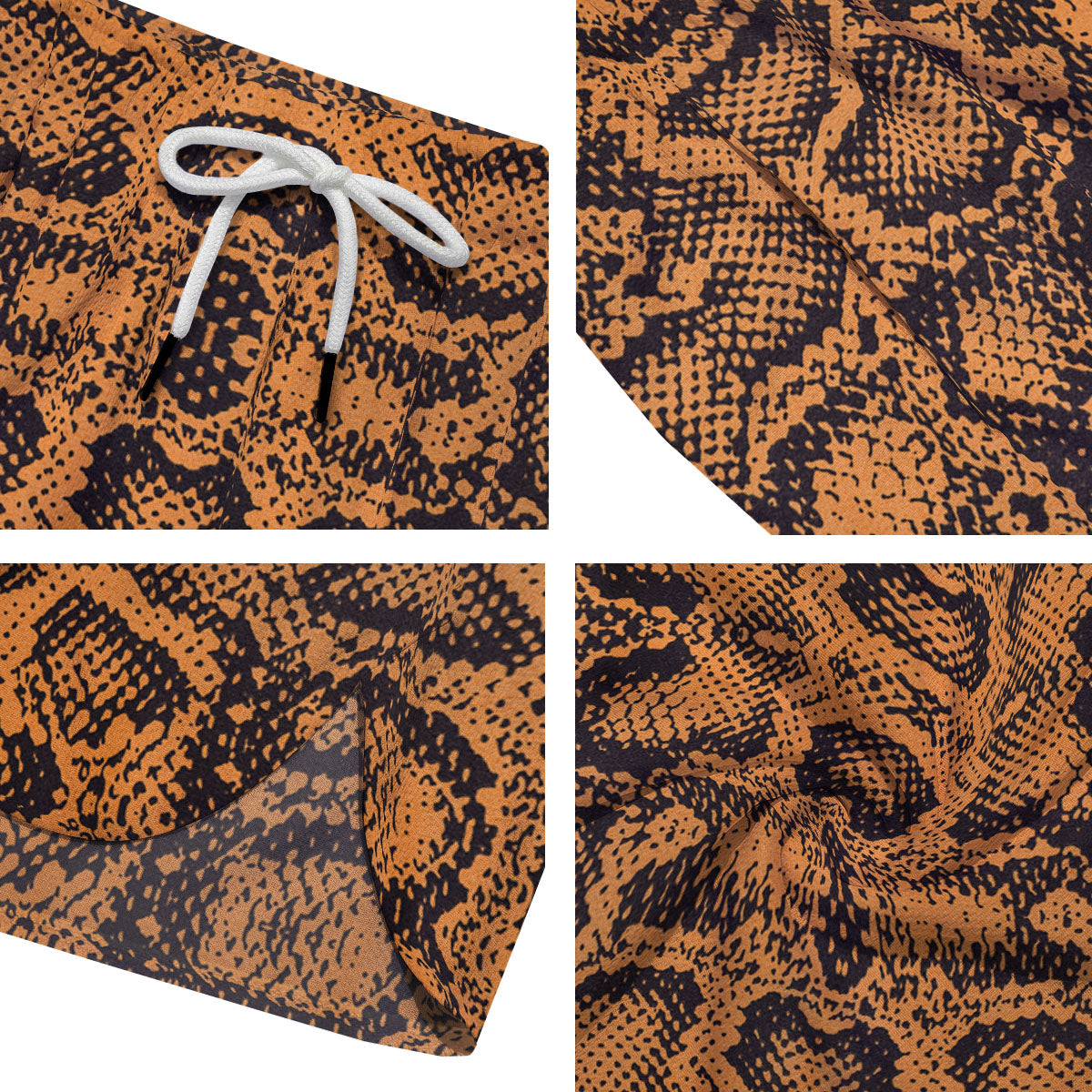 Snakeskin Orange Print Pattern Men's Running Shorts-grizzshop