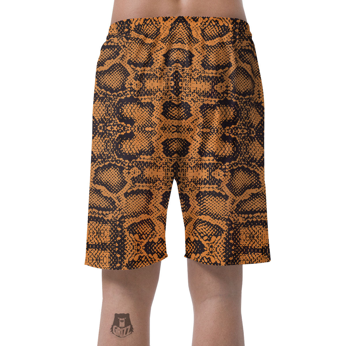Snakeskin Orange Print Pattern Men's Shorts-grizzshop