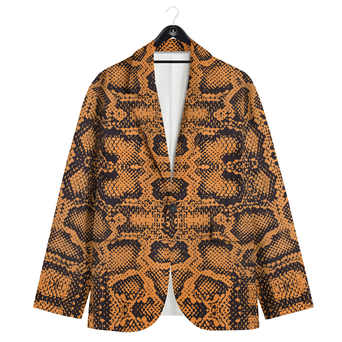Snakeskin Orange Print Pattern Men's Sport Coat-grizzshop
