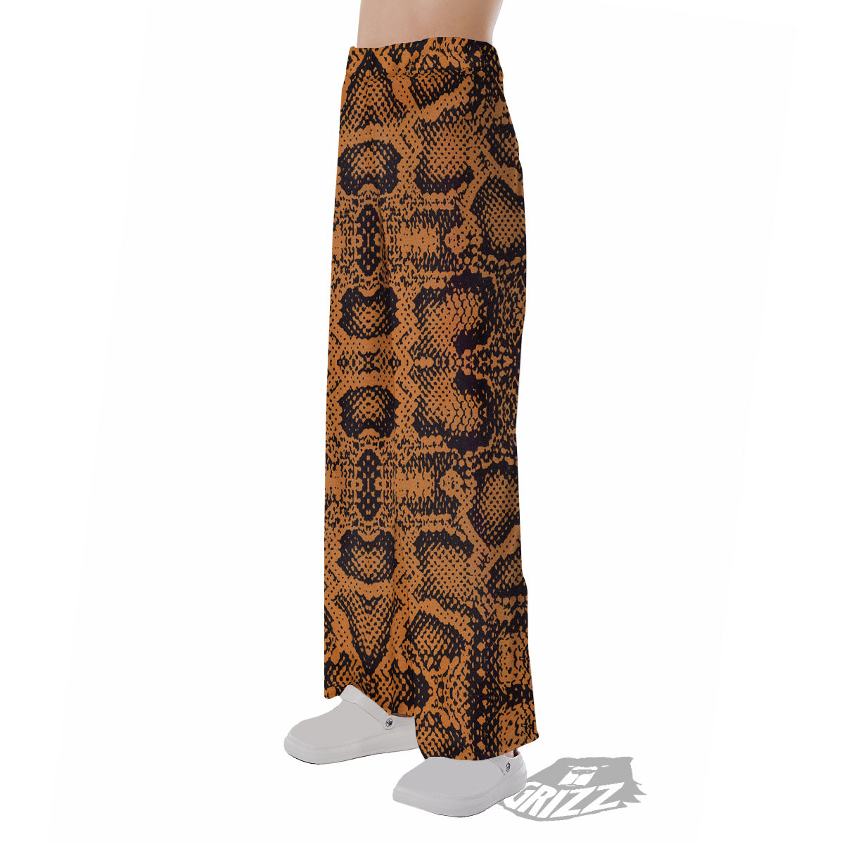 Snakeskin Orange Print Pattern Pajama Pants-grizzshop