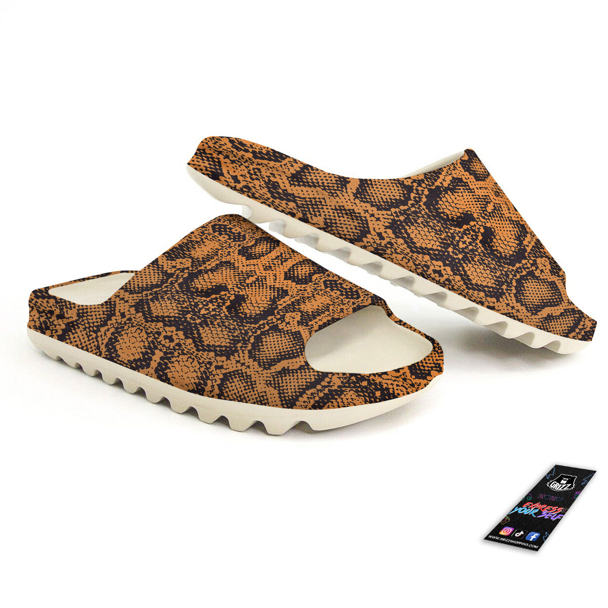 Snakeskin Orange Print Pattern Sandals-grizzshop