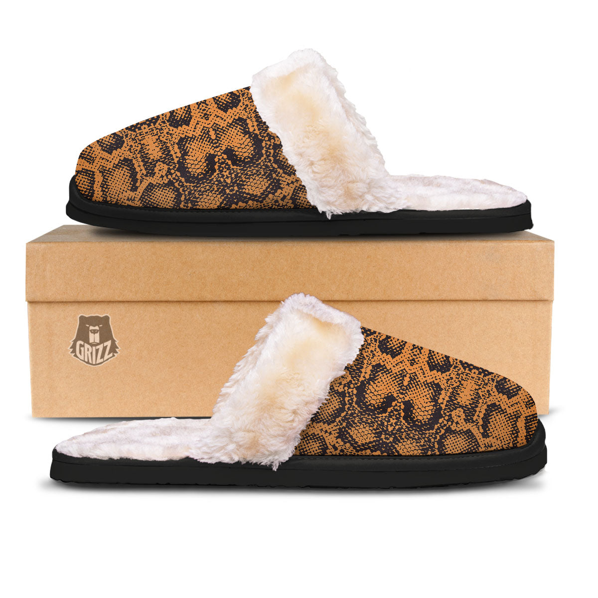 Snakeskin Orange Print Pattern Slippers-grizzshop