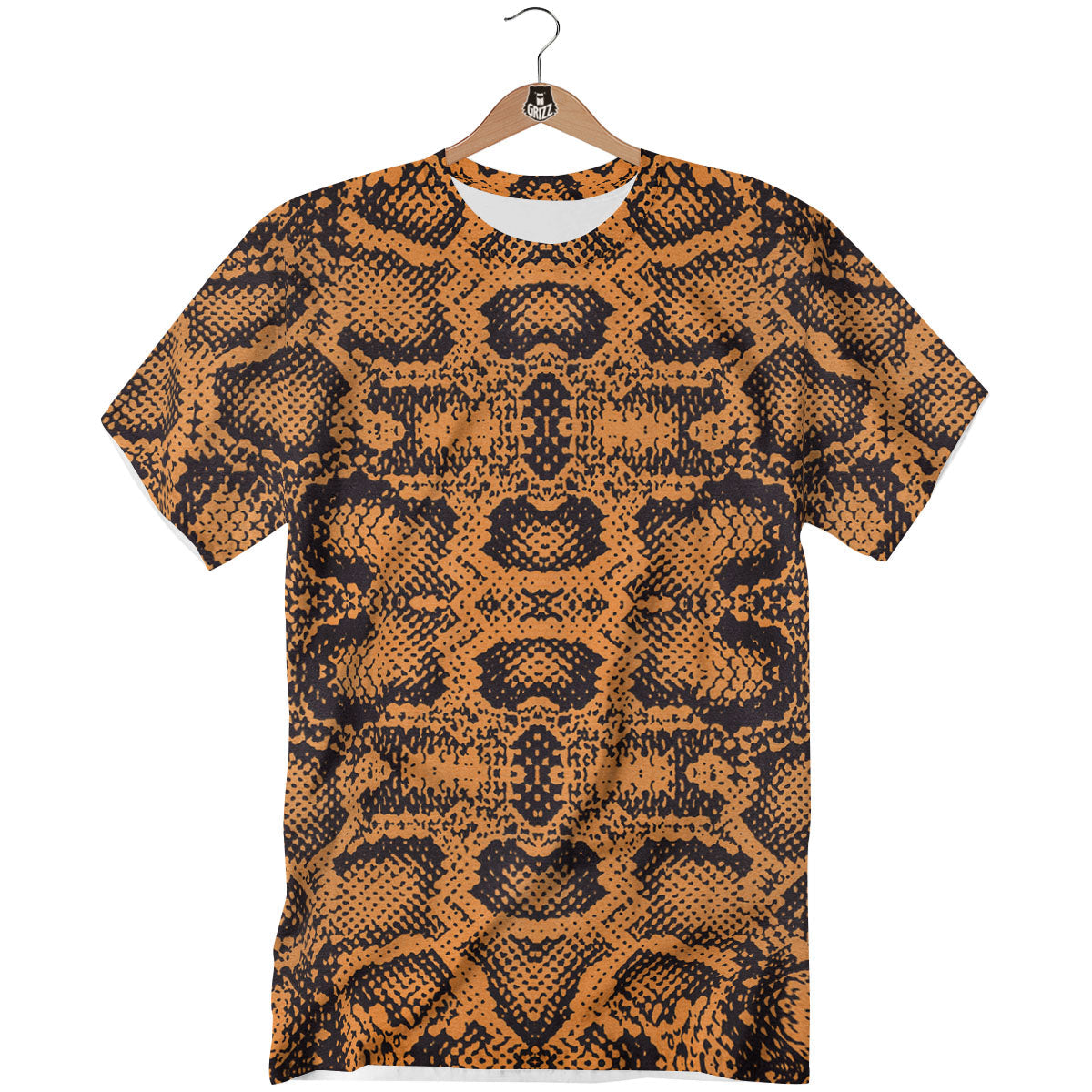 Snakeskin Orange Print Pattern T-Shirt-grizzshop