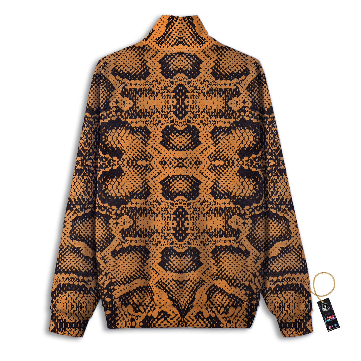 Snakeskin Orange Print Pattern Track Jacket-grizzshop