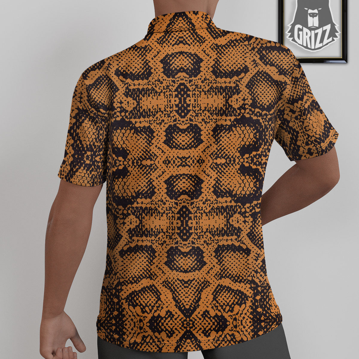 Snakeskin Orange Print Pattern Untucked Shirts-grizzshop