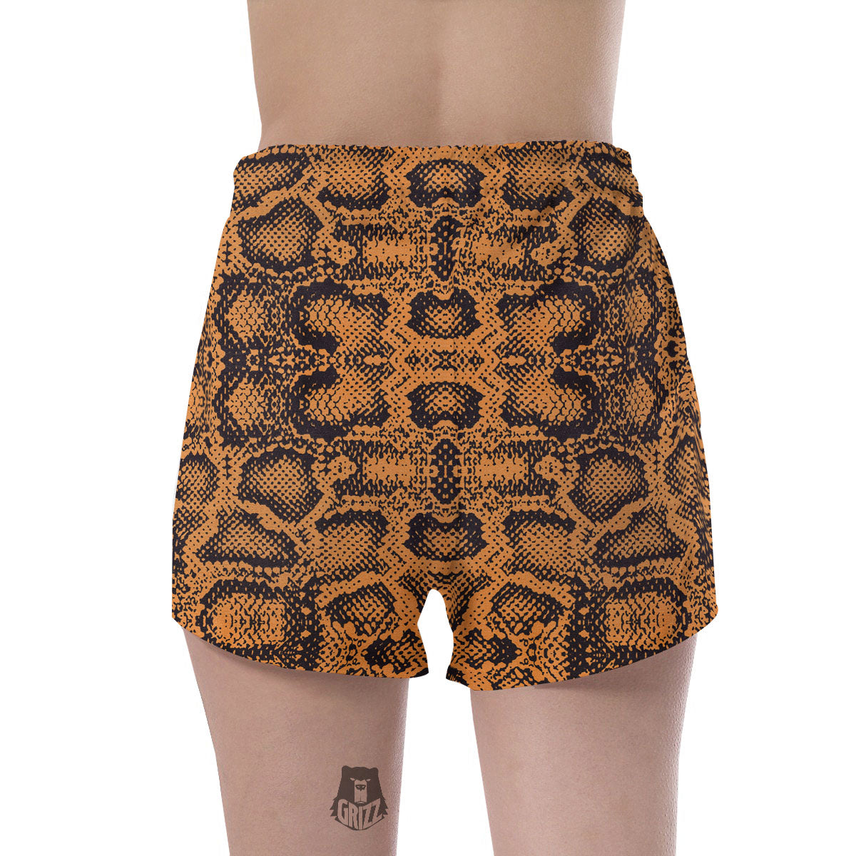Snakeskin Orange Print Pattern Women's Shorts-grizzshop
