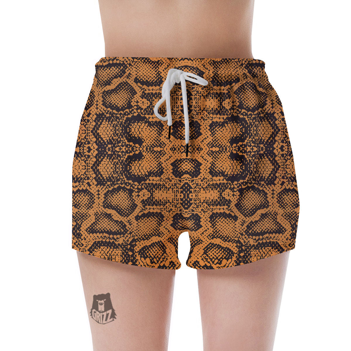Snakeskin Orange Print Pattern Women's Shorts-grizzshop